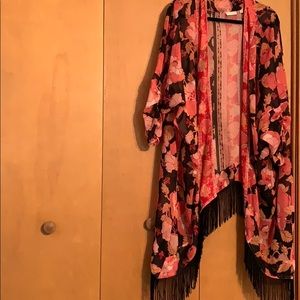 Floral open front caftan